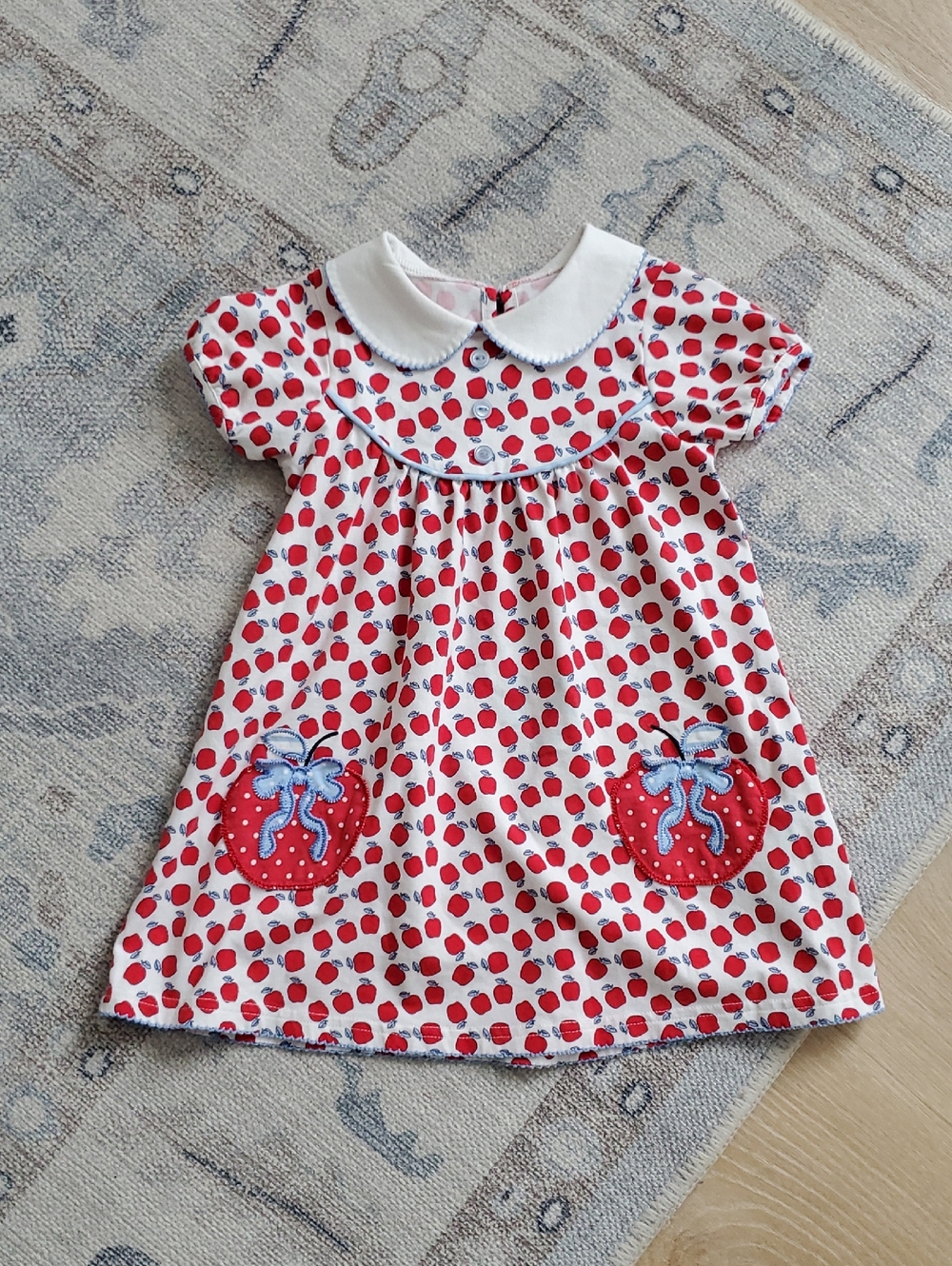 Serendipity Shrimp And Grits Kids Toddler Apple Collared Dress SzXS (2-3t)